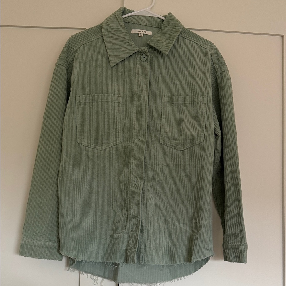 PacSun: Green Corduroy Button-Up Shirt